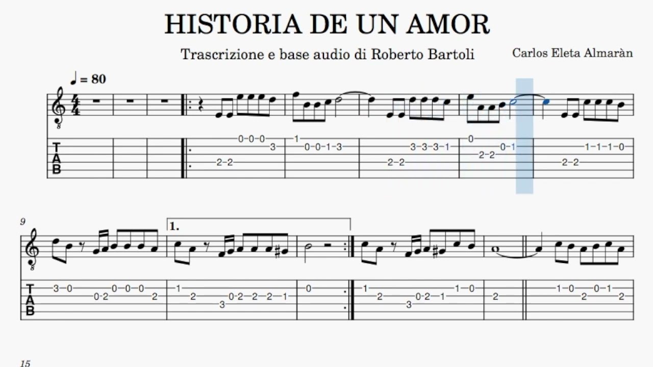 La partitura de la historia de un amor